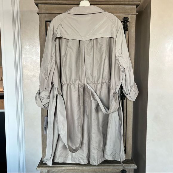 French Connection Drape Back Belted Trench Coat Palm Sand plus size 3X NWT - Picture 9 of 13